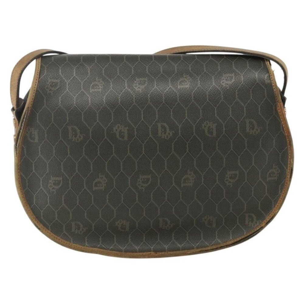 Authentic Christian Dior Honeycomb Canvas Shoulder Bag PVC Gold Khaki - Picture 9 of 16